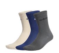 adidas Unisex LINEAR CREW SOCKS CUSHIONED SOCKS 6 PAIR PACK, wonder alumina/dark blue/grey six, 10.5-12.5