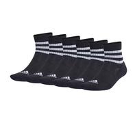 Adidas Unisex Quarter Socks, 6-Pack - 3-Stripes Cushioned Sportswear Mid-Cut