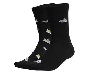 adidas Unisex Run x Ultraboost Shoe Love Graphic Socks 2 Pairs, Black/White, 8.5-10