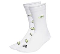 adidas Unisex Run x Ultraboost Shoe Love Graphic Socks 2 Pairs, White/Lucid Lemon/Black, 4.5-6