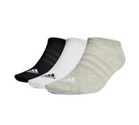 adidas Unisex Thin and Light No-Show Socks 3 Pairs, Medium Grey Heather / White / Black, 6.5-8
