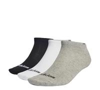 adidas Unisex Thin Linear Low-Cut Socks 3 Pairs, Medium Grey Heather / White / Black, 8.5-10