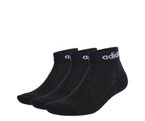 adidas Unisex Think Linear Ankle Socks 3 Pairs, Black/White, 8.5-10