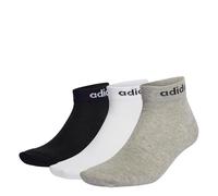 adidas Unisex Think Linear Ankle Socks 3 Pairs, Medium Grey Heather/White/Black, 10.5-12.5