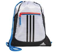 adidas Unisex's Alliance Sackpack (12l) Lightweight Athletic Small Drawstring Team Sports Workout Bag Discontinued, Two Tone White-Clear Onix/Bright Royal Blue/Black, One Size