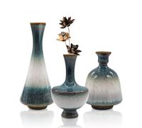 adidas Variable Glaze Ceramic Bud Vase Set - 3 Piece Rustic Small Vase Sets - Vintage Mini Vases for Flowers，Table Decor, Bookshelf Decor, Living Room Decorations, Home Decor Vases Sets of 3
