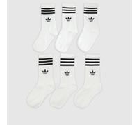 adidas White & Black Kids Stripe Crew Socks 6PK UK 7.5-9.5