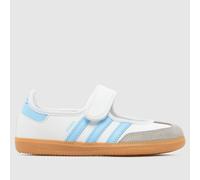 adidas White & Pl Blue Samba Jane Girls Junior Trainers UK 2.5 (EU 35)
