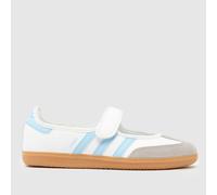 adidas White & Pl Blue Samba Jane Girls Youth Trainers UK 3.5 (EU 36)