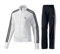 Adidas Women 3-Stripe Tracksuit Jogging Suit White Black Size 38
