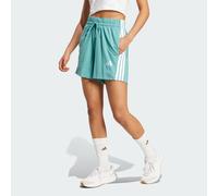 adidas Women's Essentials 3-Stripes Cotton Shorts, Powder Teal/White, XS