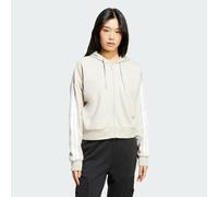 adidas Women's ESSENTIALS 3-STRIPES FRENCH TERRY FULL ZIP HOODIE, wonder alumina/white, M