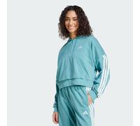 adidas Women's ESSENTIALS 3-STRIPES FRENCH TERRY QUARTER-ZIP HOODIE, Powder Teal/White, S
