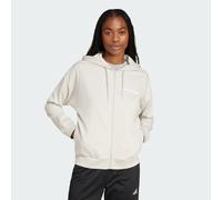 adidas Women's ESSENTIALS LINEAR FULL ZIP FRENCH TERRY HOODIE, wonder alumina/white, XXL