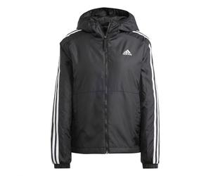 adidas Womens 3 Stripe Essential Hooded Jacket Outerwear Long Sleeve Lightweight