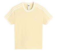 Adidas Women's 3 Stripe Short Sleeve T-Shirt Orange Tint/Off White Medium