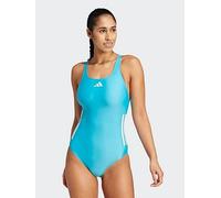 adidas Women's 3 Stripes C-Back Swimsuit, Lucid Cyan/White, 36