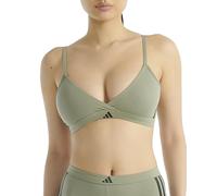 Adidas Women's 3 Stripes Active Essentials Cotton Triangle Wrap Bralette, Silver Pebble, S