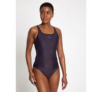 adidas Women's 3 Stripes C-Back Swimsuit, Aurora Black/Aurora Plum, 34