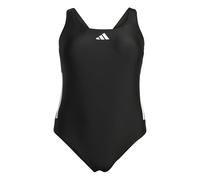 adidas Women's 3 Stripes C-Back Swimsuit (Plus Size), Black/White, XL Plus