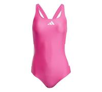 adidas Women's 3 Stripes C-Back Swimsuit, Shock Pink/White, 34