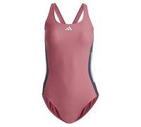 adidas Women's 3-Stripes Colorblock Swimsuit, Pink Strata/Shadow Navy/Blue Dawn, 32