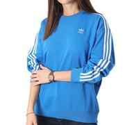 Adidas Women's 3-Stripes Crew Oversized Blue Loose Cotton Sweatshirt XS