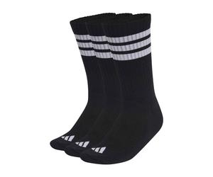 adidas Women's 3-Stripes Cushioned Crew Socks 3 Pair Pack - Black/White - Size: Large