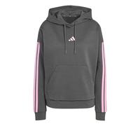 adidas Women's ESSENTIALS 3-STRIPES FLEECE HOODIE, grey six/st tropic bloom, XS
