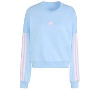 adidas Women's ESSENTIALS 3-STRIPES FRENCH TERRY SWEATSHIRT, glow blue/clear pink, XL