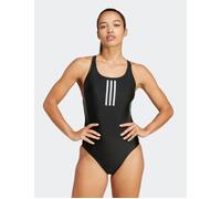 adidas Women's 3-Stripes Graphic V-Back Swimsuit - Black - Size: 28