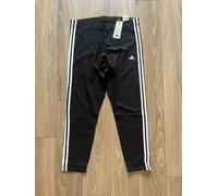 adidas Womens 3 Stripes High Waisted Leggings XL Black Cotton BNWT IC7151