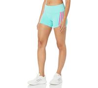 adidas Women's 3-Stripes Short Leggings, Flash Aqua/Team Shock Pink, S