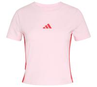 adidas Women's Essentials 3 Stripes Slim Baby T-Shirt, Clear Pink/Pure Ruby, S