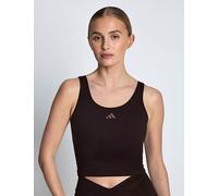 adidas Women's 3 Stripes Studio All Me Light Support Tank Top - Aurora Coffee - Brown - Size: Small