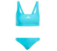 adidas Women's 3 Stripes V-Back Bikini, Lucid Cyan/Flash Aqua, 34