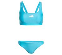adidas Women's 3 Stripes V-Back Bikini, Lucid Cyan/White, 32