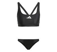 adidas Women's 3 Stripes V-Back Bikini Swimwear, Black/White, 30"