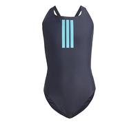 adidas Women's 3 Stripes V-Back Swimsuit, Legend Ink/Lucid Cyan, 36
