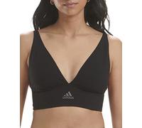 Adidas Women's Micro-Stretch Lounge Bra-Seamless Comfort & Support Plunge, Opaque, Black, XL