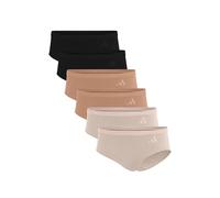 adidas Women's Active Seamless Ultimate Stretch Hipster Underwear 6-Pack Panties, Black/Black/Toasted Almond/Toasted Almond/Wonder Quartz/Wonder Quartz, L