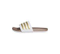 adidas Women's Adilette Comfort Slides, Cloud White / Cloud White / Matte Gold, 10 UK