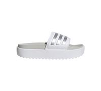 adidas Women's Adilette Platform Slide Sandal, White/Zero Metallic/Grey, 24.0 cm