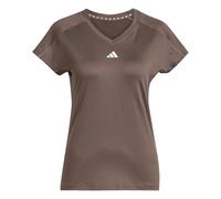 adidas Women's AEROREADY Train Essentials Minimal Branding V-Neck Tee, Earth strata/White, M