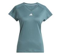 adidas Women's AEROREADY Train Essentials Minimal Branding V-Neck Tee, Preloved Teal/White, XL