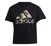 Adidas Womens Allover Print Regular T-Shirt Colour: Black, Size: Large