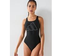 adidas Womens Big Bar Logo Swimsuit, Black/White, Size 28, Women Black/White