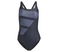 adidas Women's Big Bars Graphic Swimsuit, Black/Silver Violet/White, 30