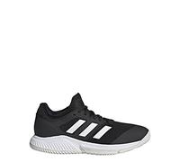 adidas Women's Court Team Bounce Volleyball Shoe, Black/White/Silver Metallic, 12