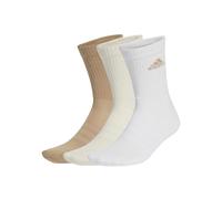 adidas Women's Cushioned Crew Socks 3 Pairs - White/Wonder White/Warm Sandstone - Size: Large